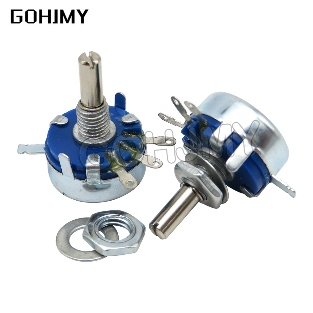 2PCS WH5-1A 1k 2k 10k 47k 4k7 470r 100k 470k 220k 1k5 22k 1m ohm 3-Terminals Round Shaft Rotary Taper Carbon Potentiometer