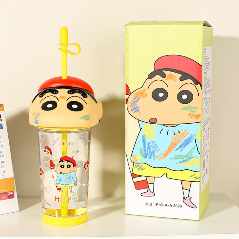 Cartoon Crayon Shin-Chan 500Ml Large Capacity Student Straw Tritan Water Cup High Temperature Resistant Drinking Cup Gift
