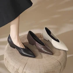 XGRAVITY Spring Autumn Designer Vintage Evening Shoes Ladies Fashion Pointed Toe V Cut Woman Shoes High Heel Pumps Sexy A017