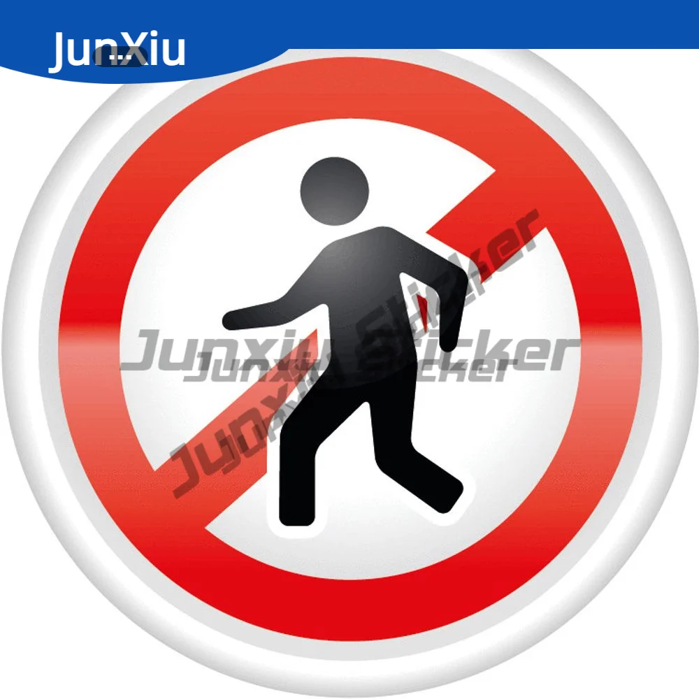 

Ban Stop Sign No Walking Sticker Personalized Cover Scratches Decoration Car Bumper Decal Accessories Custom Decals Motorcycle