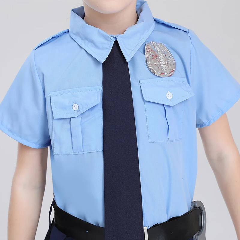 Girl Police Officer Costume Set Cop Uniform Dress Up Halloween Out fits for Kids