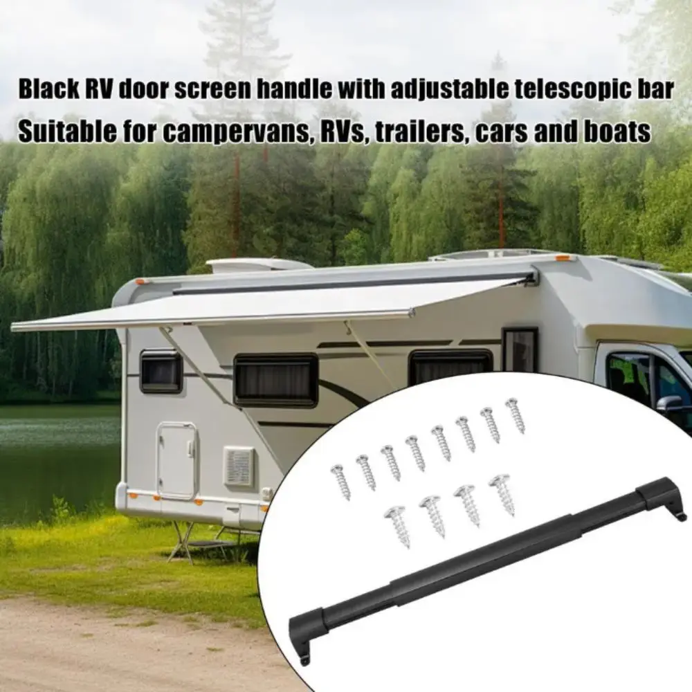 

Adjustable RV Screen Door Handle Universal Fit Crossbar Design Adjustable Grab Bar Aluminum Universal Grab Bar RV Entry