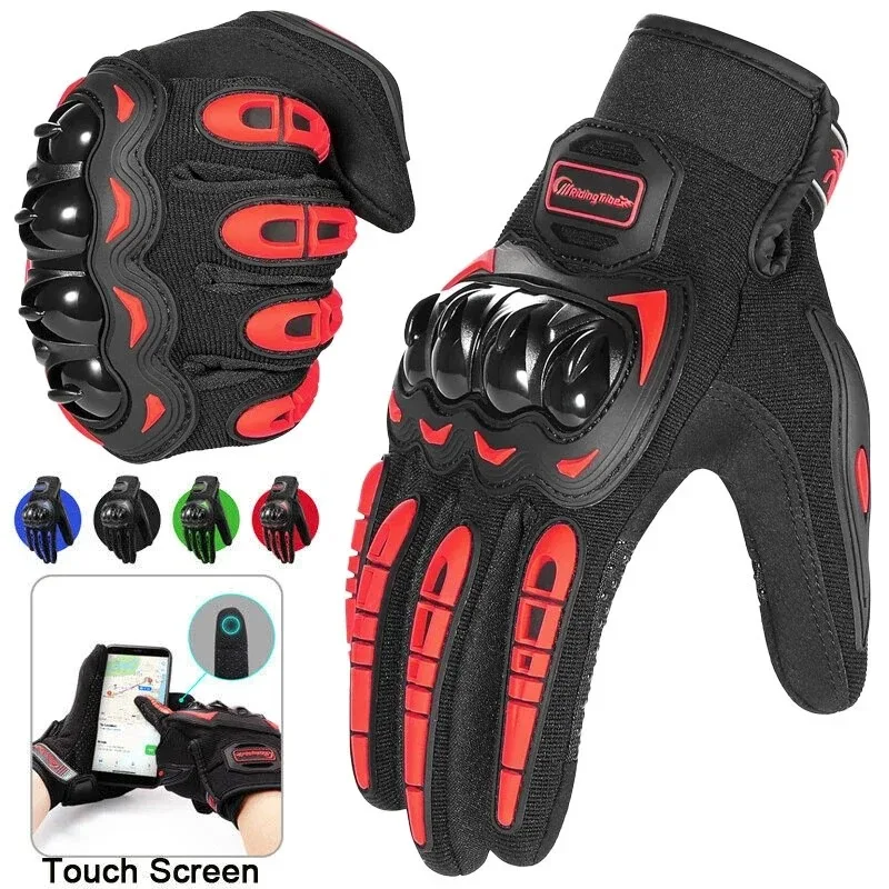 

Summer Motorcycle Gloves Men Black Full Finger Touchscreen Cycling ATV MTB Guantes Moto Luvas Bike Riding Glove Women Red