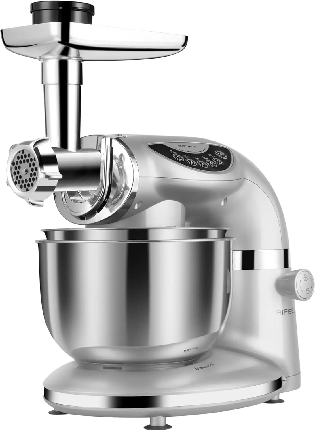 Mixer, 8,5QT+ 6QT Zwei Edelstahlschüsseln, elektrischer Lebensmittelmixer, 7-in-1 multifunktionaler Küchenmixer mit Knethaken, Schneebesen, Be