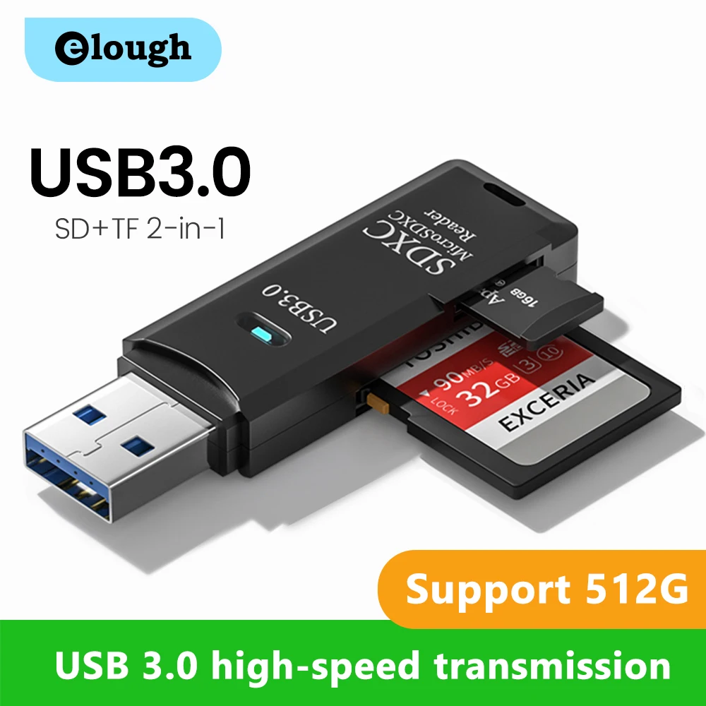 2 IN 1 Card Reader Adapter For PC Laptop Accessories High Speed Smart Memory Multi-card Writer USB 3.0 Micro SD TF Cardreader