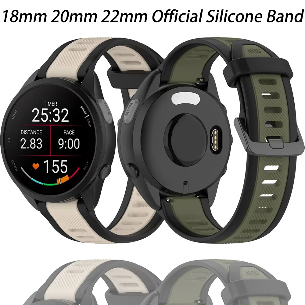

18mm 20mm 22mm Official Silicone Band for Garmin Forerunner 55 165 265S 255S Sport Bracelet Belt for Gramin Venu 3S Strap Correa