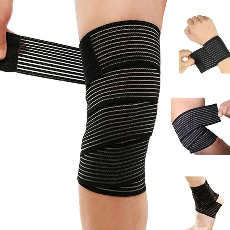 1Pcs Gewichtheffen Elastische Bandage Been Compressie Kalf Knie Ondersteuning Band Wrap Band Ondersteuning Sport Veiligheid