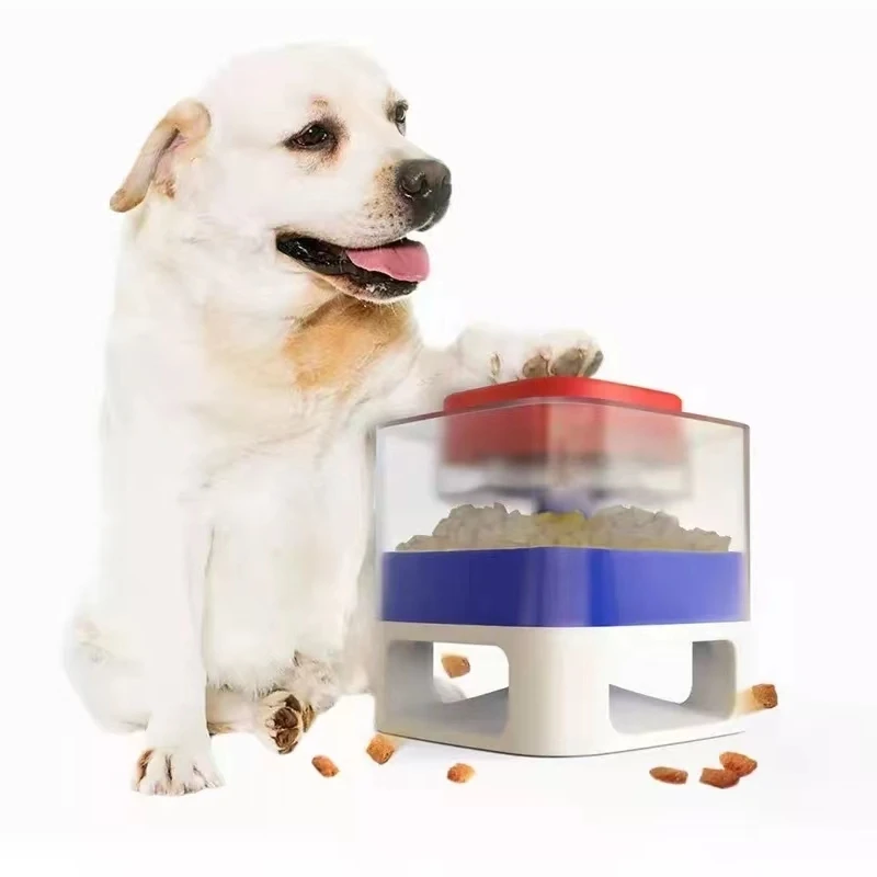 Dog Slow Feeder Automatic Food Dispenser Anti-slip Square Transparent Visible Food Storage Box Interactive Dog Toys Pet Supplies