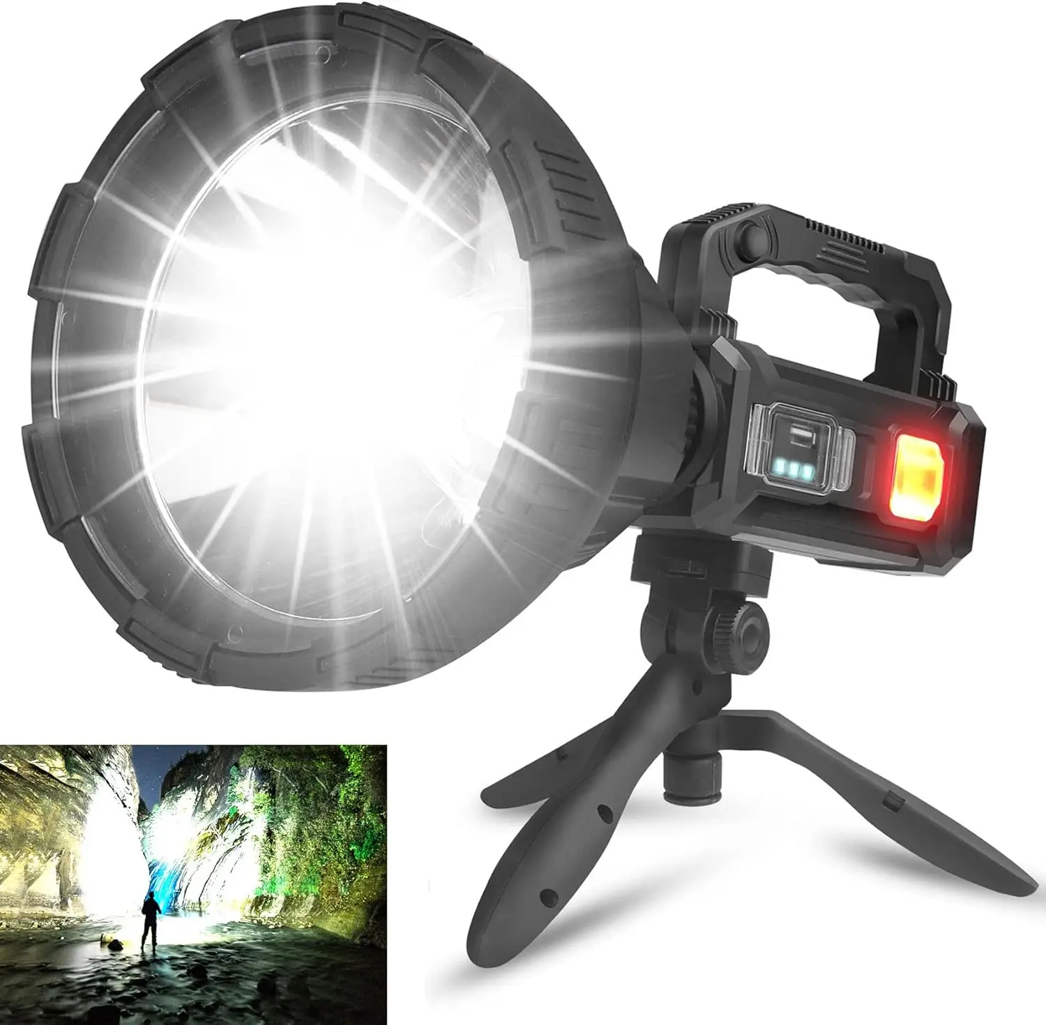 

Rechargeable LED Spotlight Flashlights 100000 High Lumens XHP90 Lamp 6.5 Inch (XXL-Large)