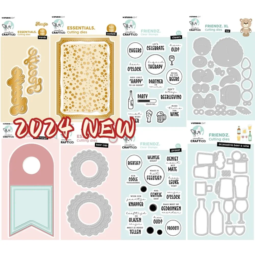 Accessoires beer & wine Friend Cut dies and Stamps for DIY Scrapbooking Photo Album Embossing Decorative Paper Cards 2024
