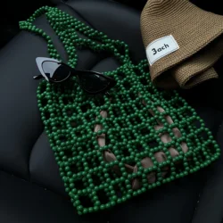 Women's Fashion Retro Hollow Out Knitted Design Shoulder Bag Handmade Beaded Customized Handbag сумки женские модные 2023 New