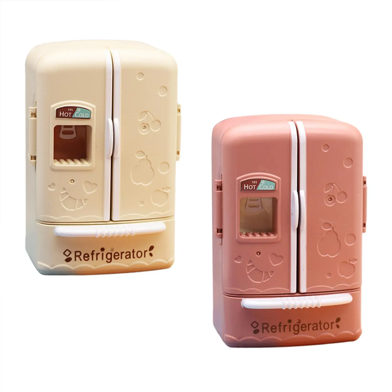 1/12 Miniaturowy domek dla lalek z podwójnymi drzwiami, lodówka, meble do sypialni