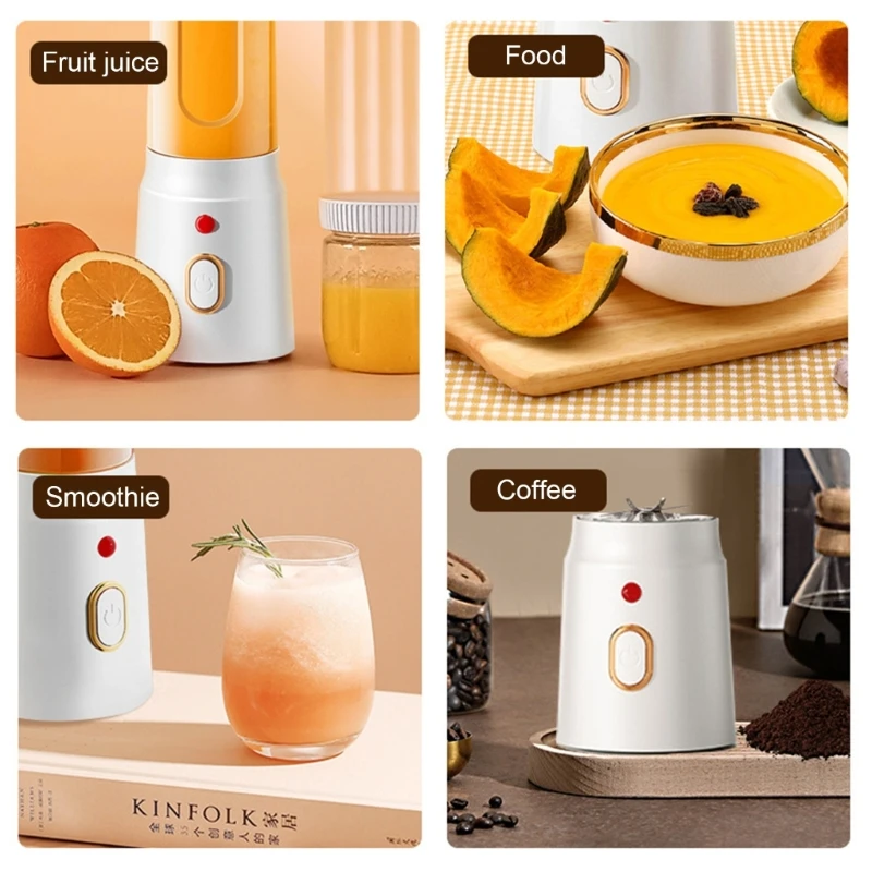 Portable Blenders Cup Juicer Fruit Mixers 450ml USB Rechargeable Juicer Cup Juice Maker for Sports Travel Dropship