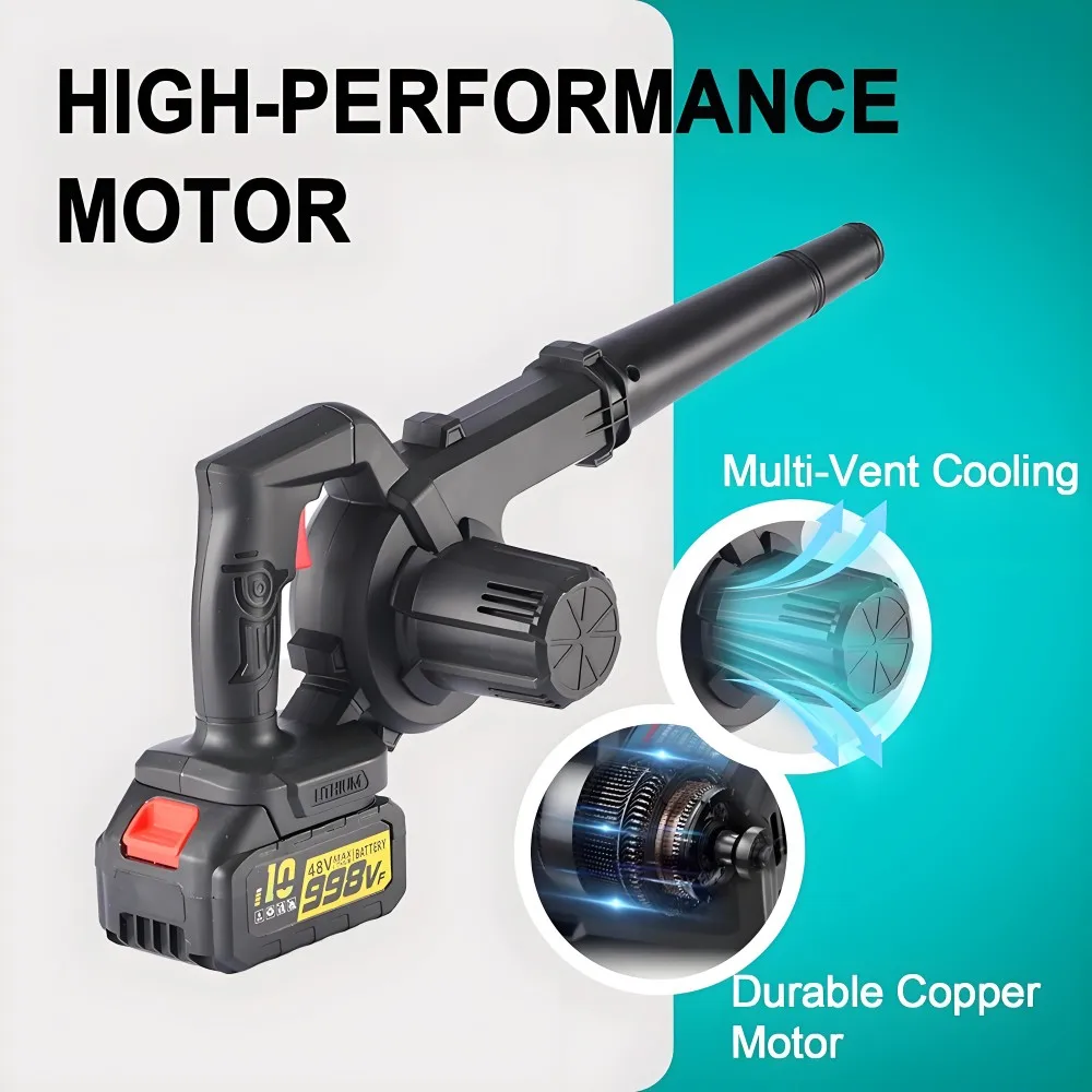 Soplador de aire y aspiradora inalámbricos 2 en 1 con batería de litio de 18 V, colector de hojas y polvo para limpieza de automóviles, computadoras y jardines