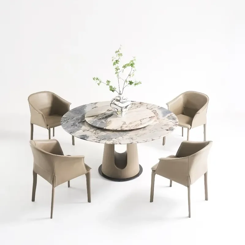 

Modern Dining Table with Gold Stainless Steel and Stone Top for Home or Hotel Elegant Dining Room Furniture