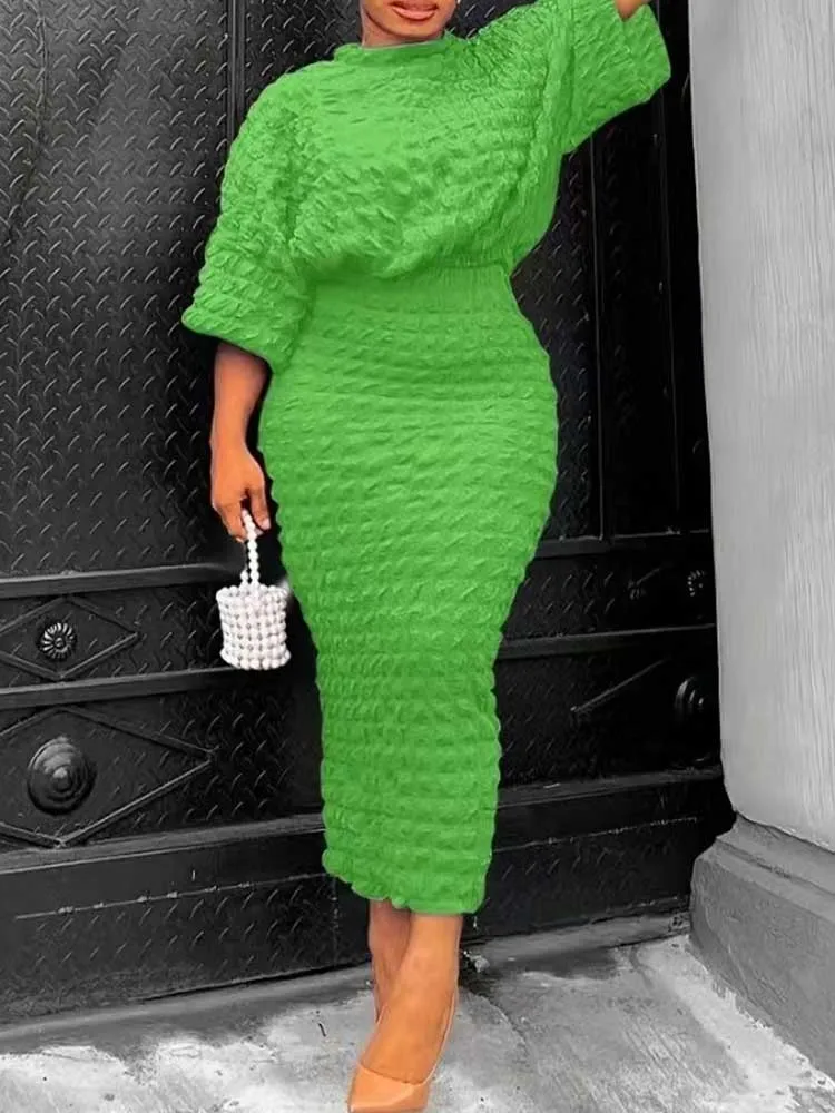 2 قطعة وتتسابق للمرأة حجم كبير ملابس السيدات الخريف طويلة الأكمام جولة الرقبة أعلى وتنورة مطوي Setwholesale دروبشيبينغ #4