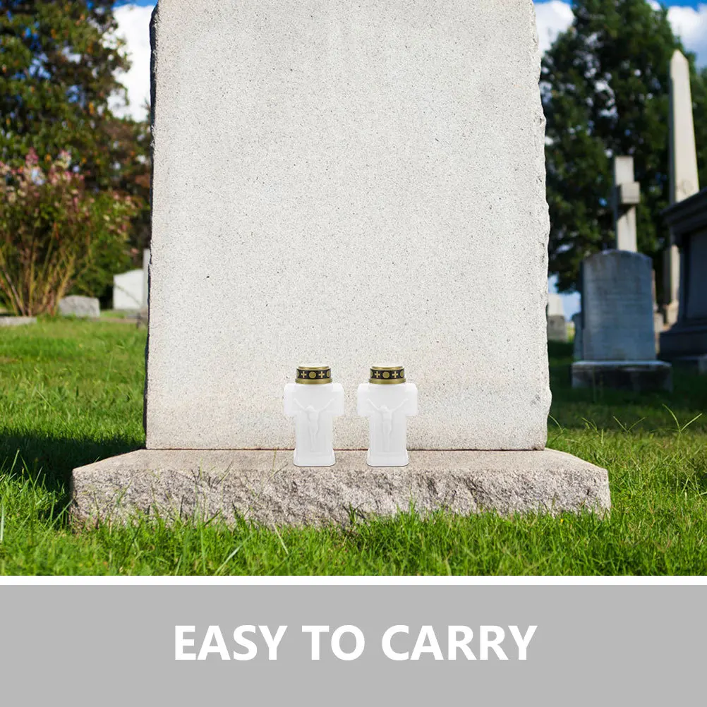 

2Pcs LED Electronic Lights Flameless Operated for Grave Cemetery Memorial Decorative Light Lights for Cemetery