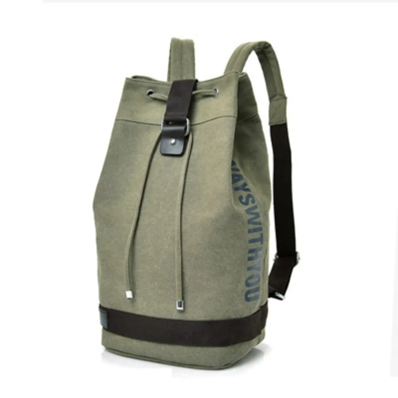 Fashion casual canvas sports backpack bucket bag computer backpack men's travel backpack women's schoolbag