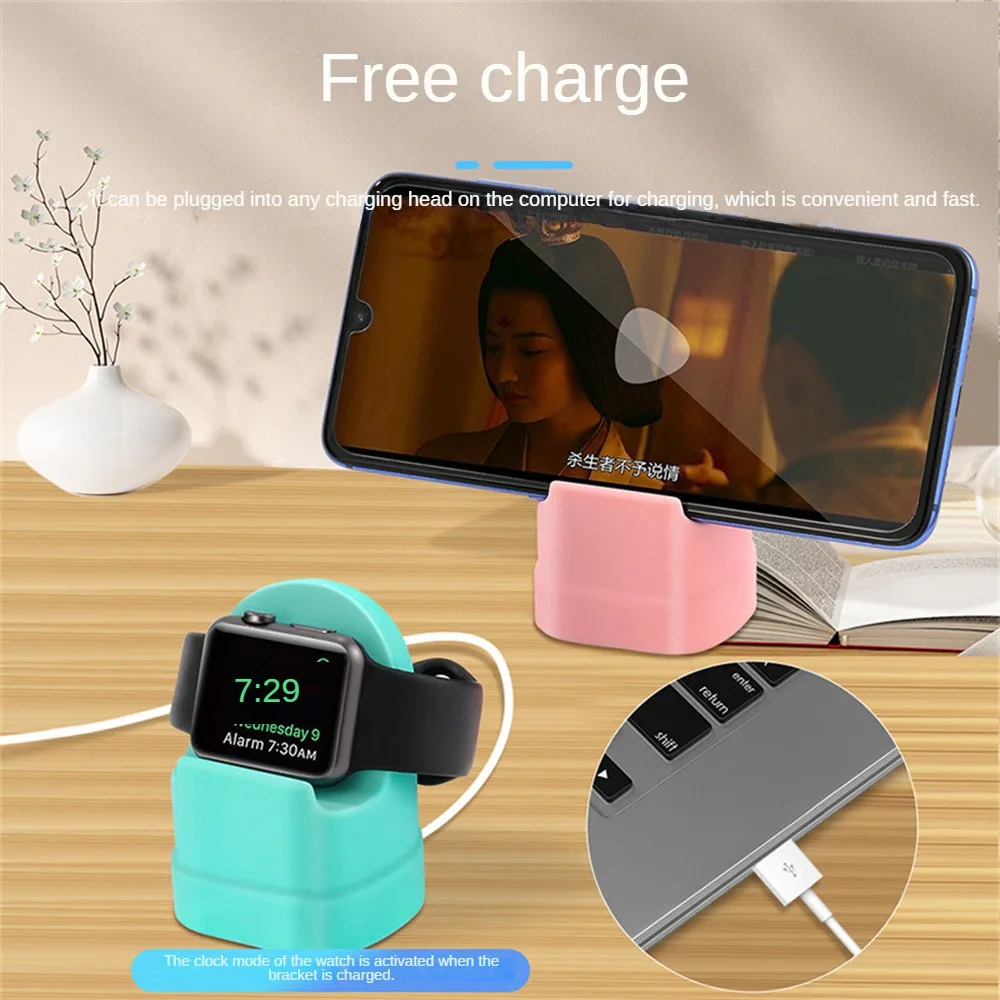 Base de carga de silicona fácil de usar para Apple Watch Series Ultra/8/SE2/7/6
