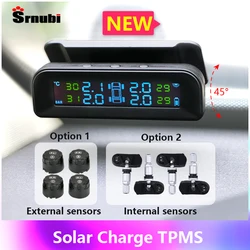 Srnubi Solar Power TPMS Tire Pressure Monitor System Automatic Brightness Control Glass wireless 4 Sensors Decoration Accessory
