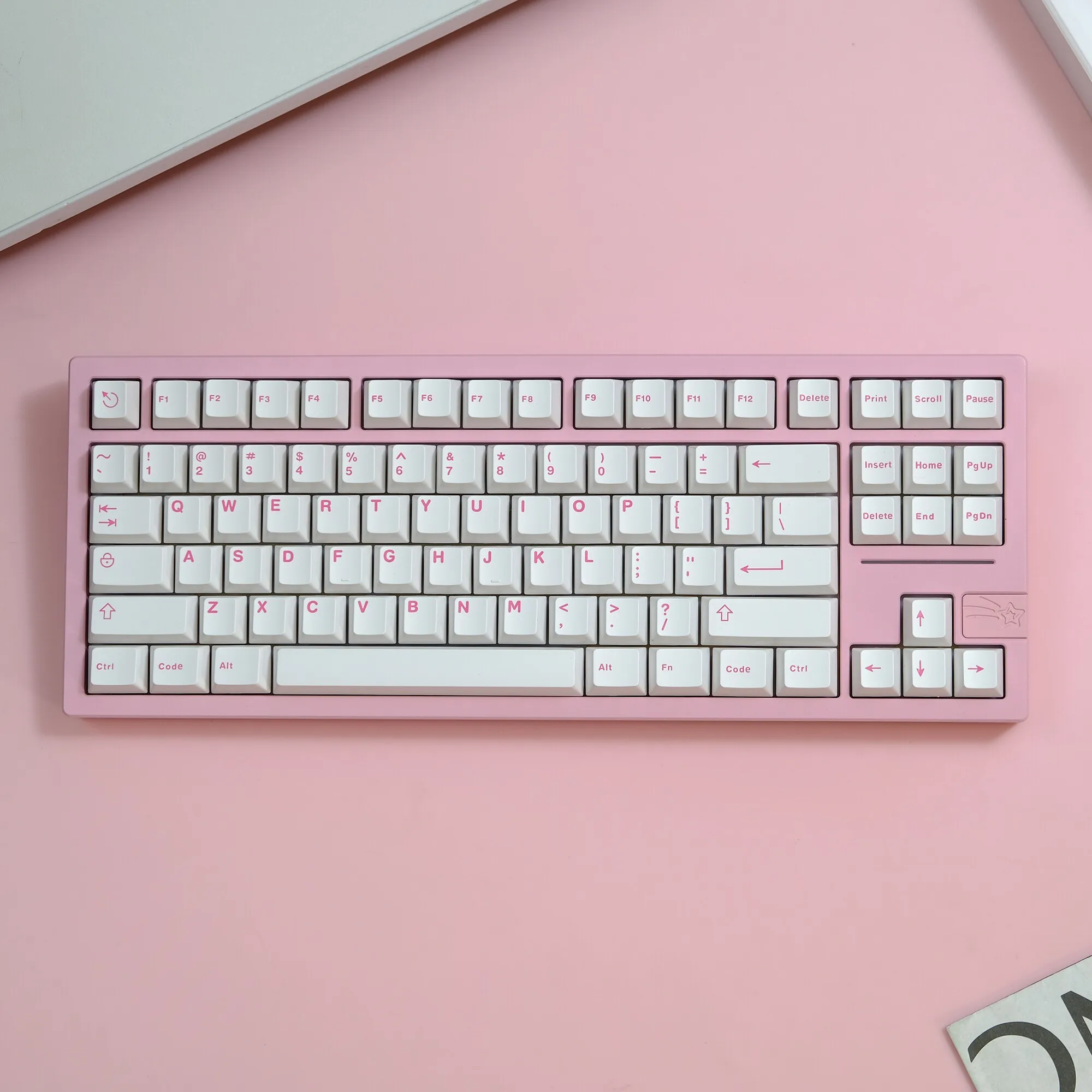 121 Keys Minimalist White Pink Double Shot PBT Keycaps Cherry Profile Key Caps for Gateron MX Switches Mechanical Keyboard - view 3