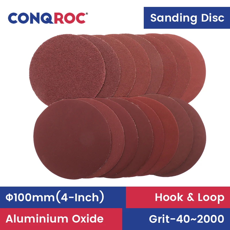 Sanding Discs 100mm 4-Inch Aluminum Oxide Dry Sanding Papers Hook and Loop 50-Piece Grit 40~2000