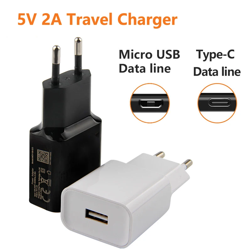 5V 2A EU Travel Charger For Xiami Redmi Note 7 6 Note8 Mi 5 5S Mi9 Redmi 8 8A 6A Max 3 Mix3 A3 Type-C USB Type C Cable