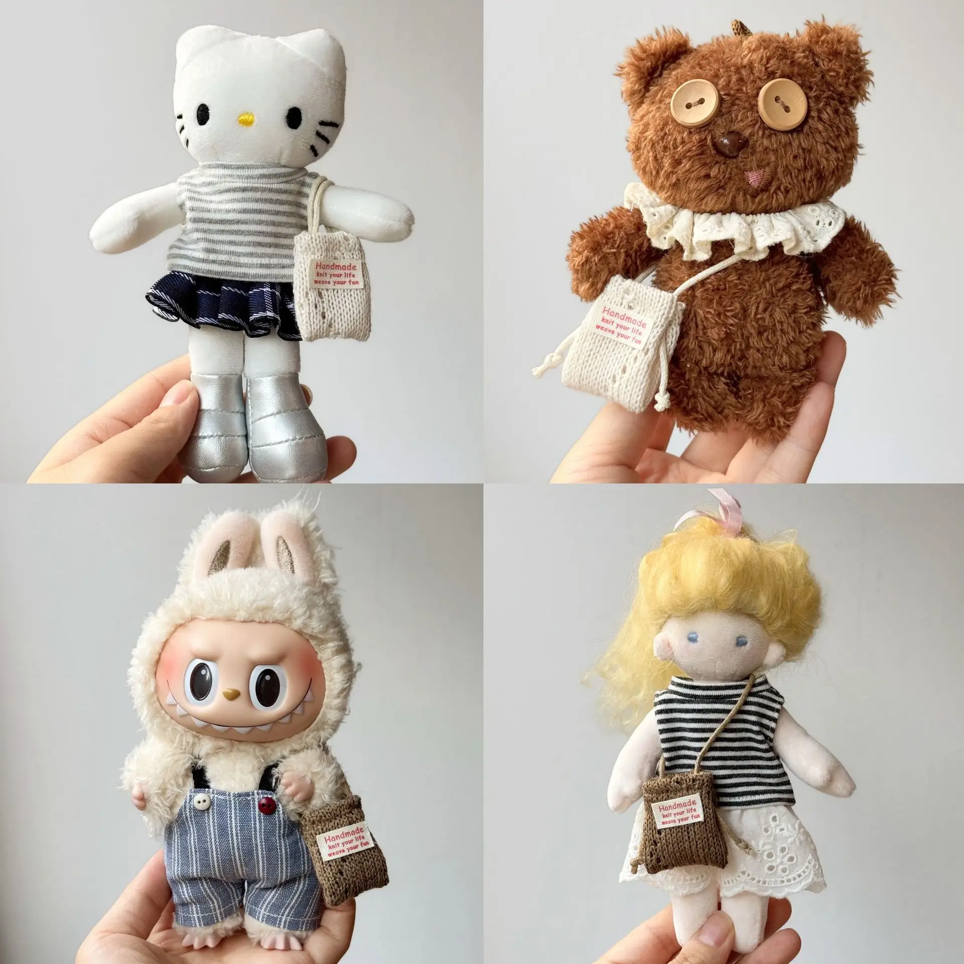Labubu 및 기타 10cm 인형용 미니 니트 핸드헬드 백 어린이 선물