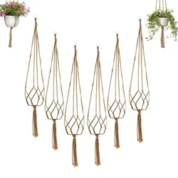 1PC Creative Woven Garden Flowerpot Net Cotton Hemp Rope Hand-Woven Simple Indoor And Outdoor Hanging Wall