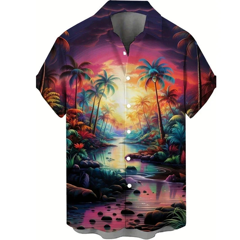 

Summer 3D Digital Shirt, Summer Men's Beach Hawaiian Print Short Sleeved Shirt, Breathable and Cool
