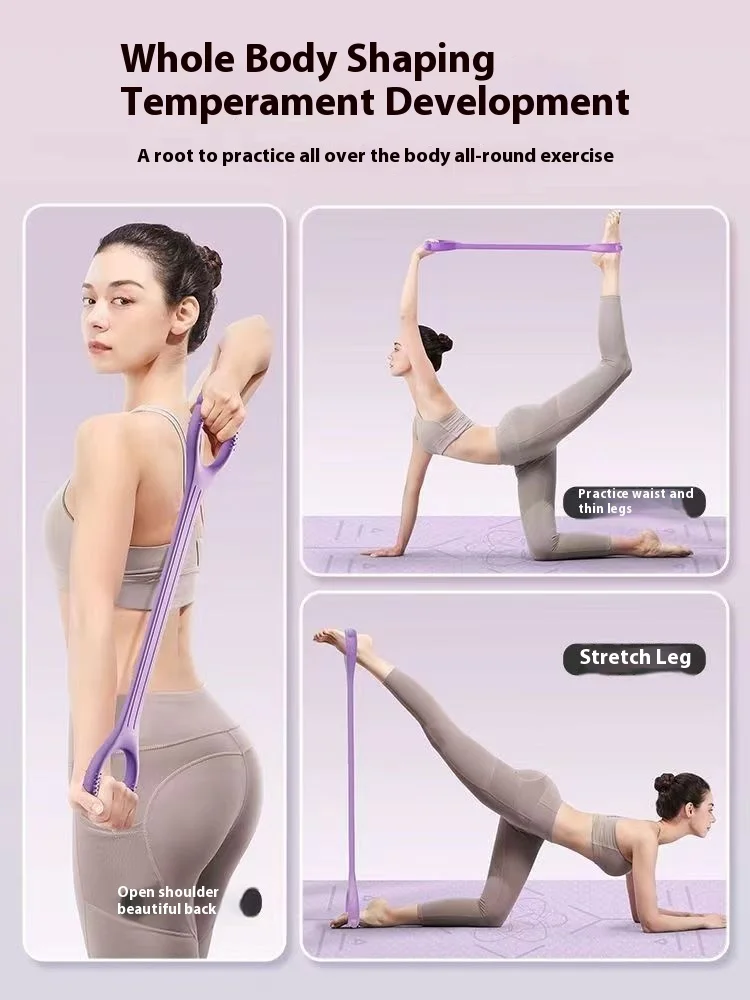 TRE 8 Stretcher Yoga Pilateselastic Band Open Shoulder Beauty Back Fitness Plastic Tension Rope Portable Home Fitness Equipment