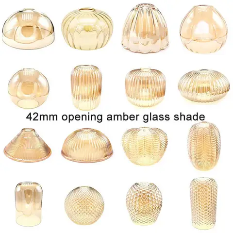 Vintage E27 Glass Lamp Shade Replacement 42mm E26 Diamond Pineapple Lantern Pattern Yellow Glass Cover for Art Pendant Lighting