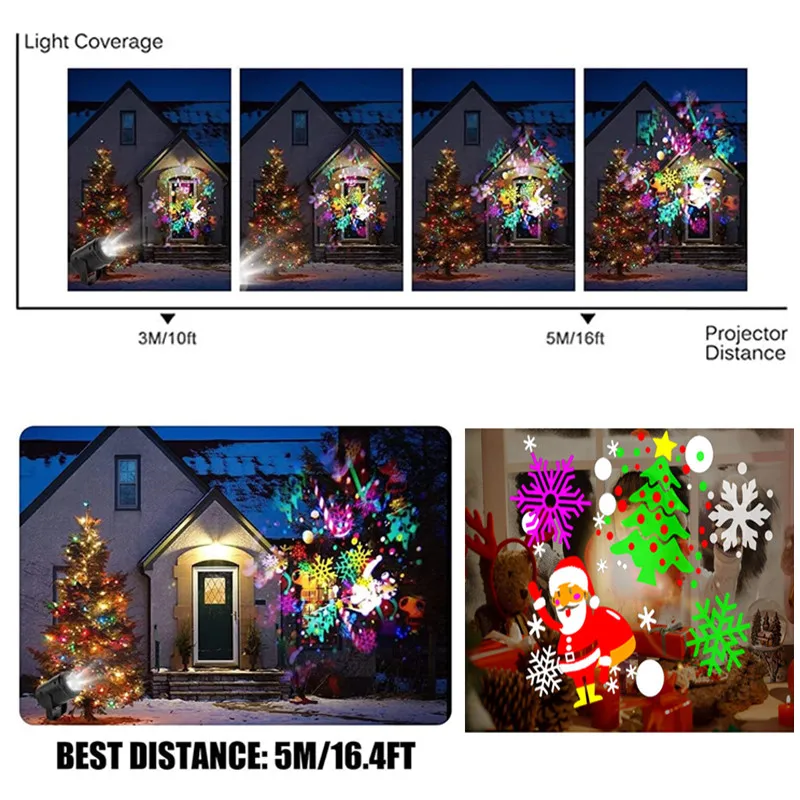 LED Snowflake Christmas Projection Light Holiday Lighting Laser Christmas Party Garden Yard Decoration