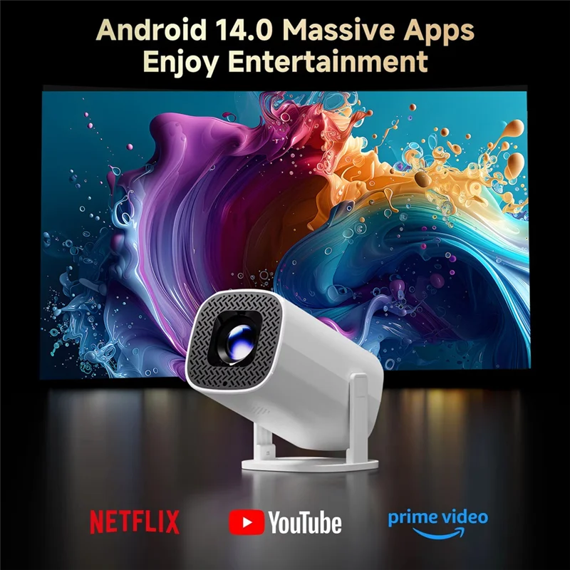JABS-Android 14 P30 PRO Smart Mini Projector Wifi6 BT 5.0 Supports 4K 1280 X 720P Video Portable Smart Home Theater