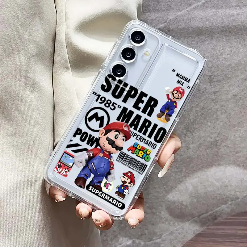 Comics Supers M-Marios Custodia per telefono Cartoon per Samsung Galaxy S25 S24 S23 S22 S21 S20 Edge Plus Ultra FE 5G Cover trasparente
