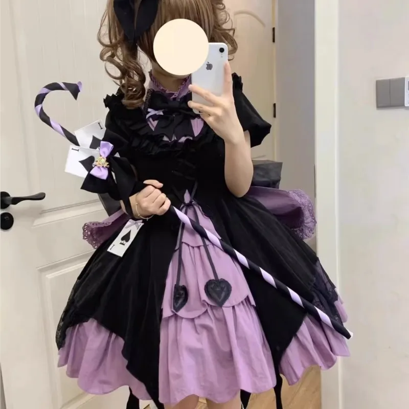 Black Purple Girl's Dress High Waist Cute Skirt Everyday