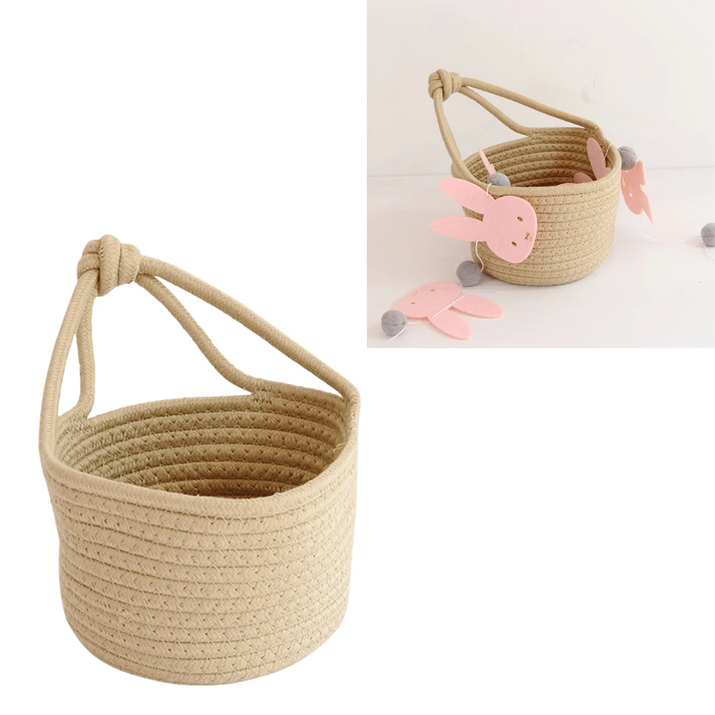 

Cotton Rope Storage Basket Woven Hanging Dog Organizer Thread Wall Baskets Small Bin Wicker Hamper