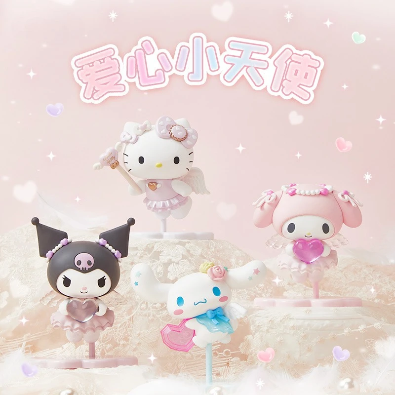 

New Love Little Angel Authentic Melody Action Figure Kawaii Hello Kitty Kuromi Cinnamoroll Doll Desktop Decor Collection Model