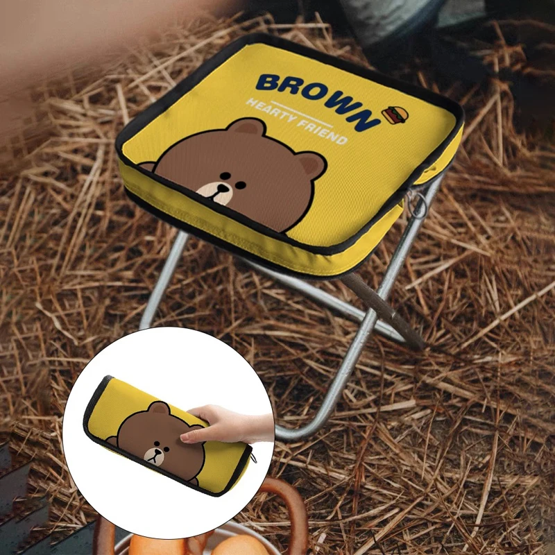 Line Friends аниме мультфильм коричневый шоколад пенал складной табурет Kawaii портативный дорожный уличный карманный детский подарок