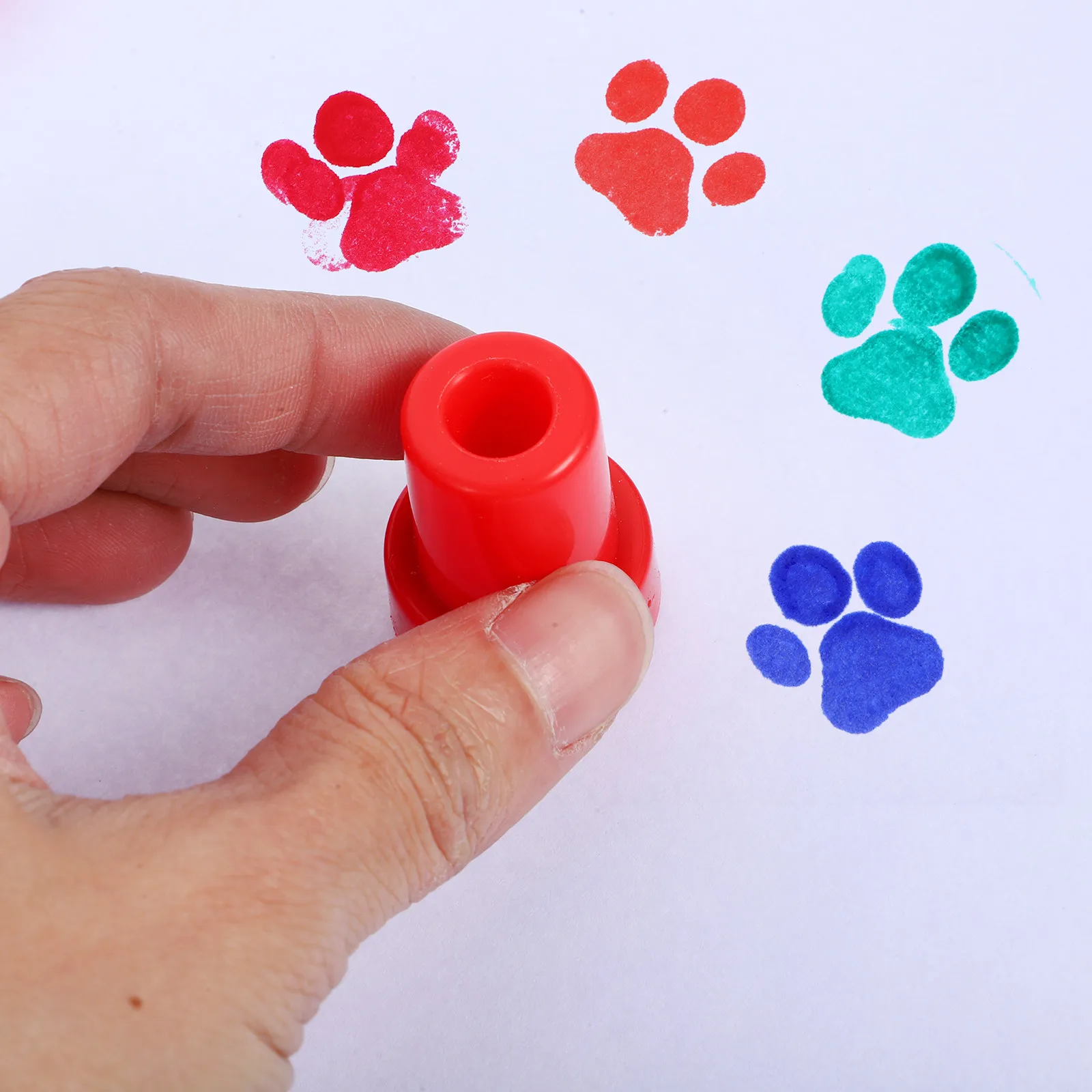 12Pcs Paw Print Stampers Kids Safe Sturdy Plastic Stamps with Ergonomic Grip Fun Creative Stamping Tools for Journaling