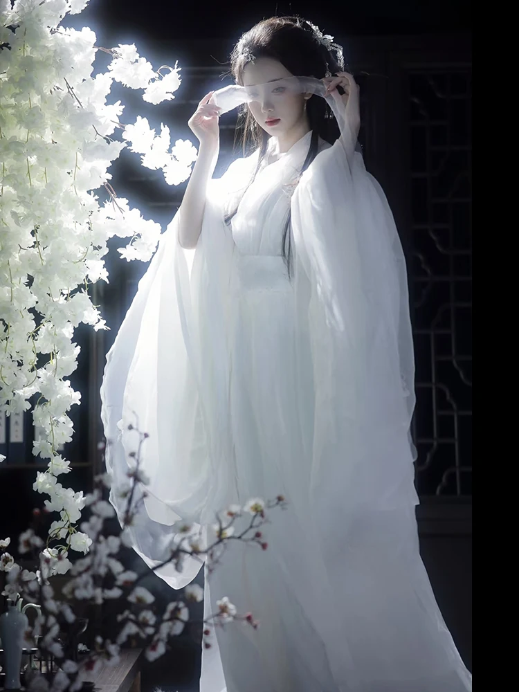 

Белый женский костюм Ханьфу для взрослых, в стиле династий Вэй и Цзинь, красивый, сказочный, в духе Южных и Северных династий