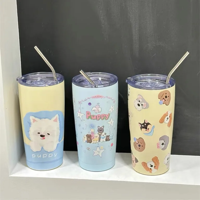 

Cartoon Stainless Steel Thermal Water Bottle Cute Animals 500ml Straw Cup Portable Outdoor Coffee Cup Women Kids Thermal Bottle