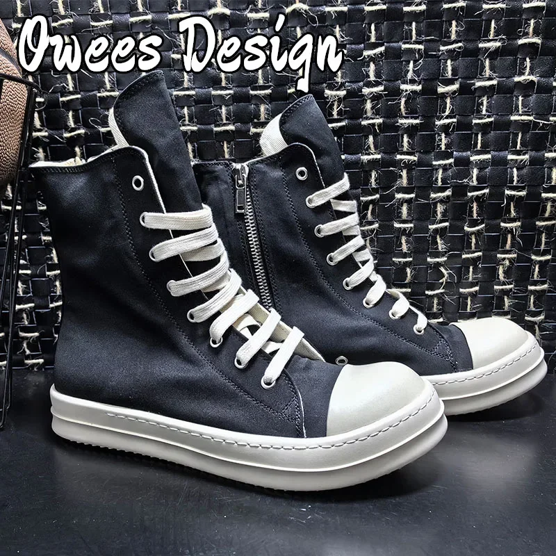 Owees Design Canvas Shoes Women Fashion Trainers Men High Top Sneaker Autumn Female Footwear Breathable Sneakers Platform Shoes