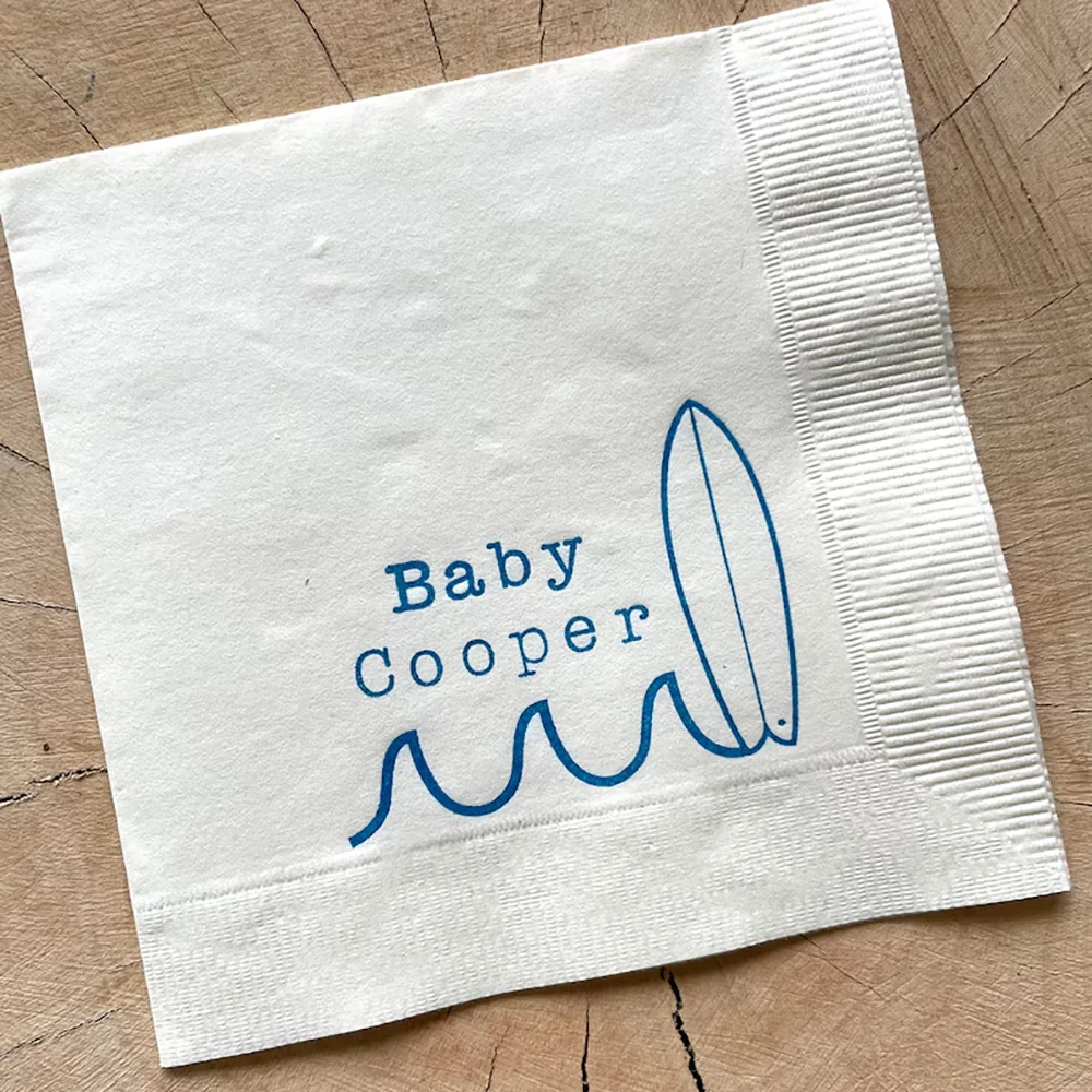 

Custom 20 Sheets Surfing Theme Baby Shower Cocktail Napkins Playful First Birthday Dessert Napkins Dining Table Accessory Adorn