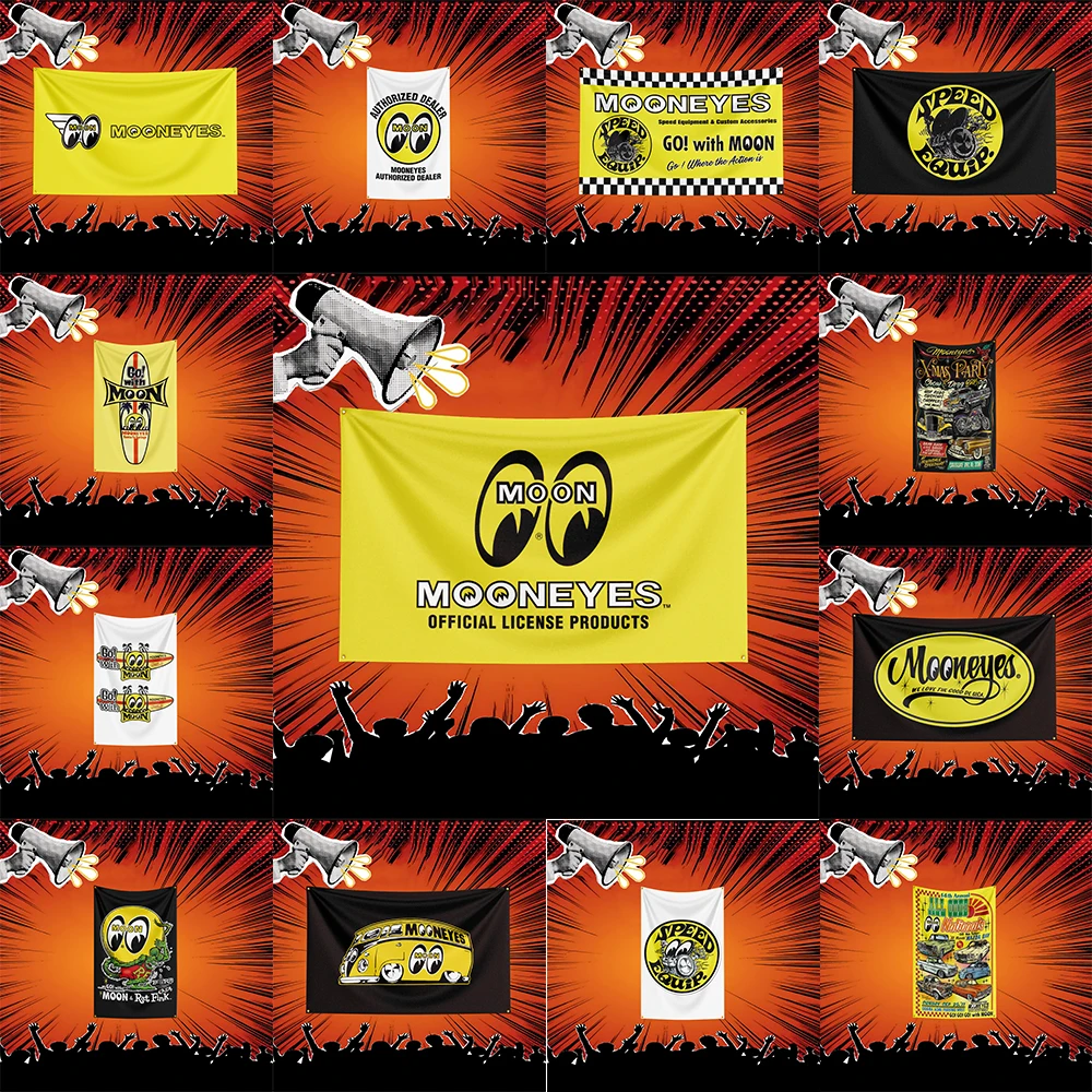Mooneyes Auto Parts Flag  Polyester Banner For Garage Workshop Wall Decor Mechanic Gift
