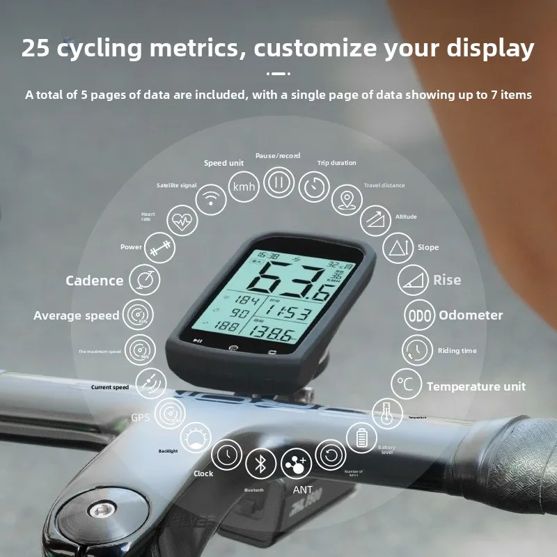 Bicycle code meter GPS wireless mountain road bike riding speed measurement positioning odometer, pedal frequency device