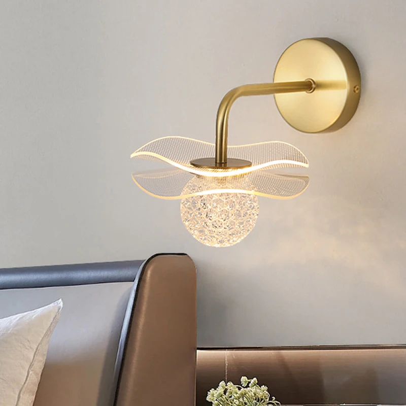 

Acrylic Flower Wall Lamp Bedroom Bedside Led Wall Lights for Home Bathroom Mirror Light Living Room Decoration Indoor Lighting