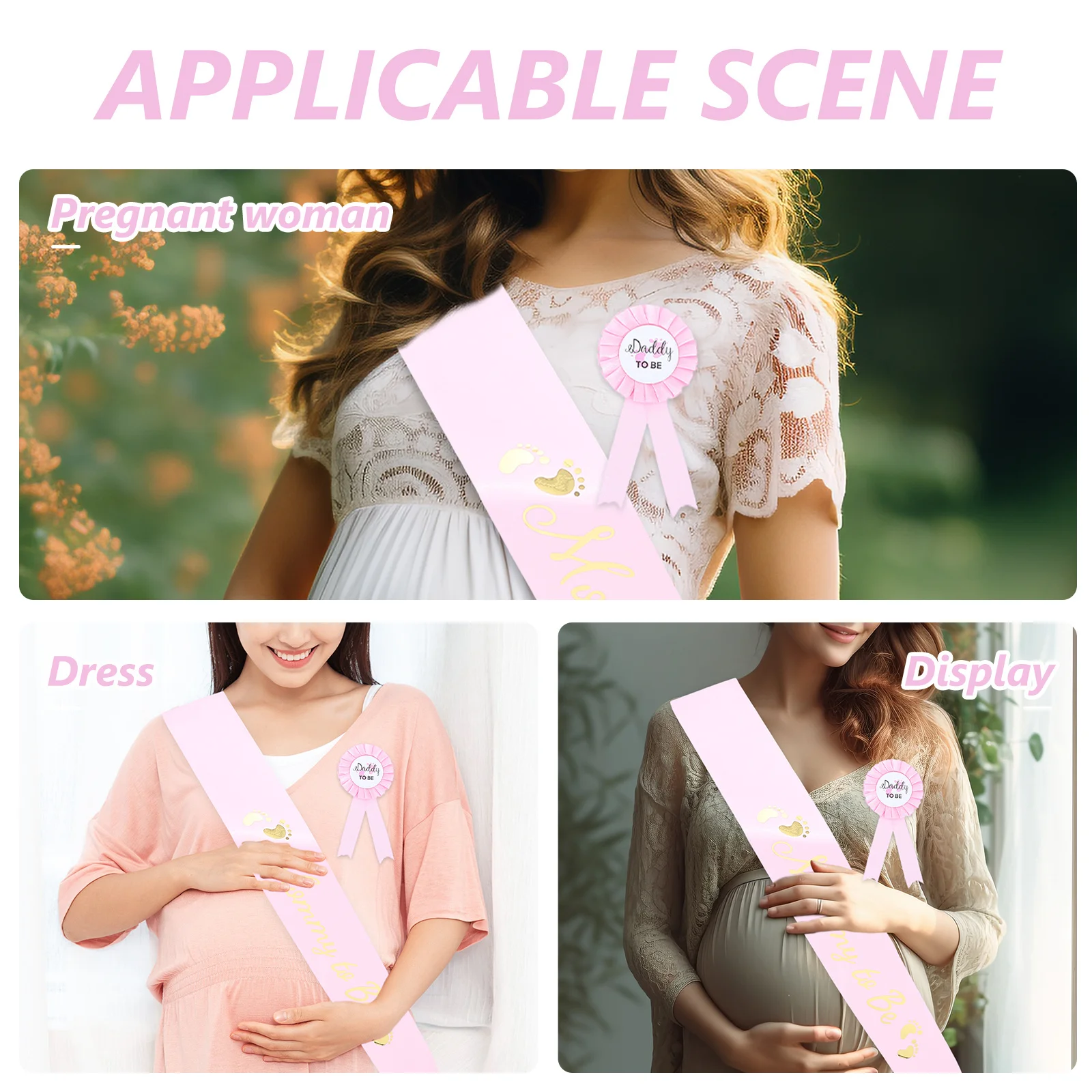 

1 set Maternity Sash Set For Baby Shower Mom Dad Badges Party Decorations Newborn Photo Shoot Accessories Comfortable Fit