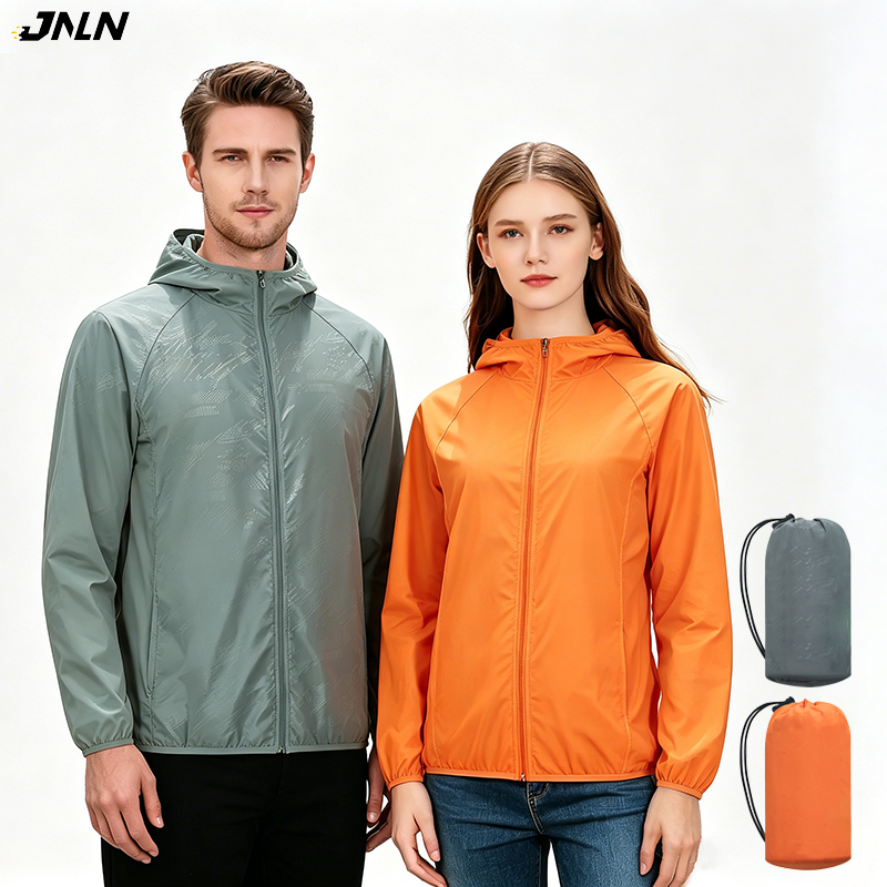  JNLN Hiking Jacket Men Women Waterproof Sun Protective Windbreaker Camping Climbing Outdoor Rain Coat Unisex Portable Clothes 