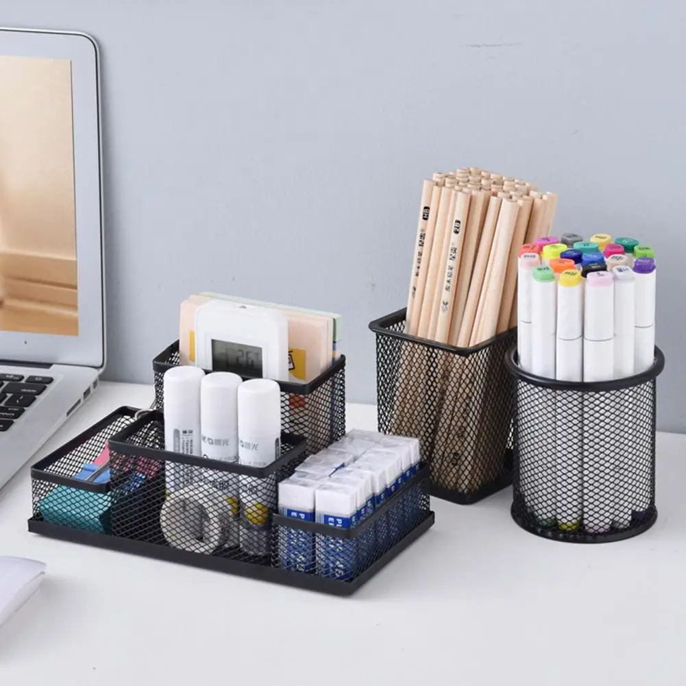 حامل فرشاة ماكياج متعدد الوظائف ، حامل القلم ، شبكة سلكية السعة ، منظم قلم رصاص للوازم المكتبية